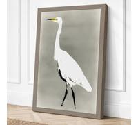 Standing Egret Minimalist Canvas Wall Art Print 24x16 Inch (61 x 41 cm)