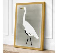 Standing Egret Minimalist Canvas Wall Art Print 36x24 Inch (91 x 61 cm)
