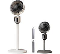 Standing Fan for Bedroom, 2026 Upgraded Whole Room Air Circulator, 90ft Airflow, 30dB Quiet DC Motor Cooling Device, 90° Oscillating Pedestal, 3 Speeds, USB, Adjustable Height for Home ，White