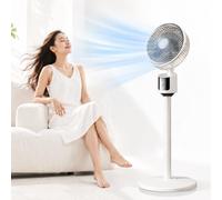 Standing Fan for Bedroom, USB Powered Pedestal Air Circulator Fan with 3 Speeds, Adjustable Height 58-80cm, Quiet Floor Fan for Home, Office, Dorm, Camping and Indoor Cooling, No Remote (White)
