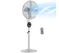 Standing Fan Metal 135cm Height Silver with Copper Motor Remote 3 Speeds Timer.