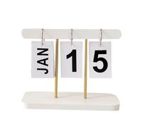 Standing Flip Desk Calendar Modern Reusable Daily Flip Calendar Wooden Desktop Calendar for Office Home (White)