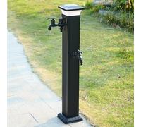 Standing Fountain Tap - Solar LED Light Outdoor Faucet for Garden Landscape Decor, Freeze Proof Water Spigot for Backyard Irrigation and Washing