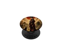 Standing Geisha and Black Cat Under Red Moon Japanese Art PopSockets Adhesive PopGrip