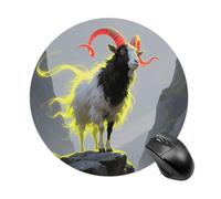 Standing Glowing Goat Round Mouse Pad 7.8 Inch - Non-Slip Rubber Base Mouse Mat Portable Ergonomic Desk Mat for Office, Laptop, Travel, Wireless Mice Mats - Waterproof & Durable Design