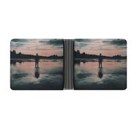 Standing in The Lake Wallet for Men & Women Ultra Slim PU Leather Bifold Wallet, Credit Card Holder for Travel