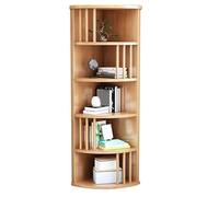 Standing Kitchen Rack Made of Rubberwood, 5-Tier Open Corner Shelf, 90° Design for Kitchen, Bathroom, Living Room, Office (Natural)
