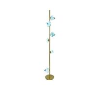 Standing Lamp Six Blue Glass Floor Lamps Beside The Sofa in The Living Room and Golden Iron Table Lamps Beside The Bed in The Bedroom Modern Reading Lamp