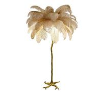 Standing Lamp with 35 PCS Natural Ostrich Feathers, Floor Lamp with 3 Color Adjustable LED Lights, with Foot Switch, for Bedrooms and Living Room (Color : Khaki, Size : 110cm x H170cm)