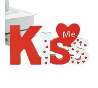 Standing Letter Table Sign - 5.91 Inches, Rustic Love Decoration | Valentine's Day Wooden Block - Wood, 80g, Romantic Table Topper for Home, Holiday, Birthday, Wedding and Special Occasion