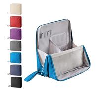 Standing Make up Bag, Multi-Purpose Large Capacity Oxford Cloth Standing Makeup Bag, Waterproof Makeup Organizer with Multiple Compartments, Upright Design for Travel, Work and Daily Use (Bule)