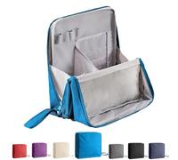 Standing Makeup Bag, Doresty Makeup Bag, Oxford Fabric Standing Make Up Bags Portable, Large Capacity, Waterproof Vertical Office Desktop Storage Bags (Sky Blue)