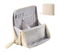 Standing Makeup Bag - Large Capacity Travel Makeup Bags | Portable Waterproof Cosmetic Bag Organization For Female Bathroom Accessories, Cream Color, riferimento alla descrizione, Please refer to