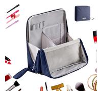 Standing Makeup Bag - Large Capacity Waterproof Oxford Cloth Organizer with Compartments, Portable Vertical Makeup Case for Women/Men, Travel & Desktop Storage (Multi-Purpose) (C)