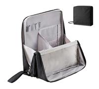 Standing Makeup Bag, Large Standing Makeup Bags for Pencils and Women - Waterproof Organizer with Dividers for Toilets and Bathroom Accessories, Black/White, Consulte la descripción, See description