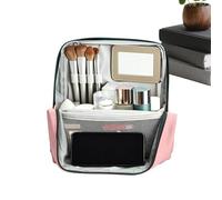 Standing Makeup Bag, Large Vertical Toiletry Bag with Compartments, Toiletry Organizer, for Makeup, Facial, Travel, Sports, Fitness, Gym, Daily Journeys, Pink, Moyen, Refer to description
