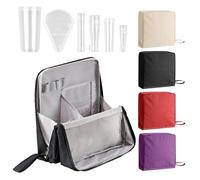 Standing Makeup Bag Organizer with 6 Brush Guards, Large Portable Makeup Organizer Bag for Travel, Stand Up Cosmetic Case with Brush Protectors ( Black )