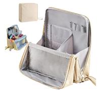 Standing Makeup Bag - Portable, Large Capacity, Multi-Purpose Oxford Cloth Makeup Bag with Compartments, Spacious Vertical Design Travel Make up Bags for Cosmetics & Stationery Storage (Beige)