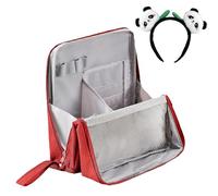 Standing Makeup Bag, Portable Large Capacity Travel Toiletry Bag, Vertical Make Up Upright Organizer, Stand Up Open Flat Clear Parallel Cosmetic, Oxford Cloth Waterproof Bags With Compartments(Red)