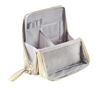 Standing Makeup Bag - Portable, Large Capacity, Vertical Large Opening Make up Bags with Compartments, Waterproof and Multifunctional (Beige)