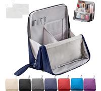 Standing Makeup Bag Portable,Large Capacity Waterproof Standing Bag,with Compartments,Toiletry Bag and Stationery Storage Organizer,with 10PCS Storage Bag (Navy Blue)