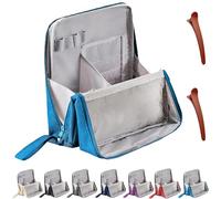 Standing Makeup Bag Portable, Large Capacity, Waterproof Vertical Makeup Bag Organizer, Multi-Purpose Large Capacity Oxford Cloth Toiletry Bag Office Desktop Storage Bags, with Compartments (Blue)