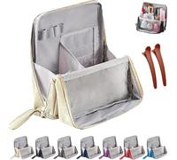 Standing Makeup Bag Portable, Large Capacity, Waterproof Vertical Makeup Bag Organizer, Multi-Purpose Large Capacity Oxford Cloth Toiletry Bag Office Desktop Storage Bags, with Compartments (Beige)