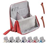 Standing Makeup Bag Portable, Large Capacity, Waterproof Vertical Makeup Bag Organizer, Multi-Purpose Large Capacity Oxford Cloth Toiletry Bag Office Desktop Storage Bags, with Compartments (Red)