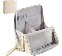 Standing Makeup Bag Portable,Multi-Purpose Large Capacity Oxford Cloth Standing Makeup Bag,Waterproof Cosmetic Toiletry Bag with Compartments Desktop Storage Bags(Beige)