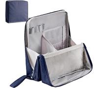 Standing Makeup Bag Portable,Multi-Purpose Large Capacity Oxford Cloth Standing Makeup Bag,Waterproof Cosmetic Toiletry Bag with Compartments Desktop Storage Bags(Navy)