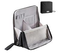 Standing Makeup Bag - Portable Pouch | Stationery Bag | Standing Pouch Case | Water Resistant Storage Tote with Multiple Compartments | Foldable Hanging Pencil Pen Cosmetic Makeup Bag, black, 説明を参照