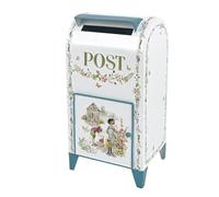 Standing Metal Mailboxes for Outside, Pastoral Style Decorative Mailbox with Beautiful Patterns, Home Garden Decor, 8 * 7 * 16 in