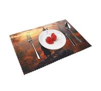Standing near the castle pattern Customizable Placemats Set of 4 - Unique Table Mats for Dining Table Decor, Heat Resistant and Washable, Perfect for Spring and Easter