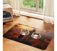 Standing Near The Castle Pet Feeding Mat Dog Cat Eating Food Absorbent Leather Tablecloth for and Water Bowl Waterproof No Stains Quick Dry Non-Slip 23.62 * 15.75IN