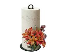 Standing Paper Towel Holder - 13x25.5 Tissue Roll Organizer, Decorative Paper Towel Holder With 2D Flower Pattern For Home Apartment Hand Wash Area Sink Bar Pantry Garage Restaurant Cafe