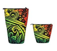 Standing Pencil Case Big Capacity Stand Up Pencil Pouch Cute Telescopic Pencil Bag Pop up Pencils Holder Hawaiian tribal style Pen Holder Portable Makeup Bag Desk Organizer for Office Supplies