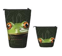 Standing Pencil Case Big Capacity Stand Up Pencil Pouch Cute Telescopic Pencil Bag Pop up Pencils Holder Frog peeking out of wallet Pen Holder Portable Makeup Bag Desk Organizer for Office Supplies