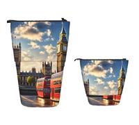 Standing Pencil Case Big Capacity Telescopic Pencil Bag Big Ben Pop Up Pencils Case Retractable Pencils Pouch Portable Pen Holder Organizer Makeup Bag for Office Supplies
