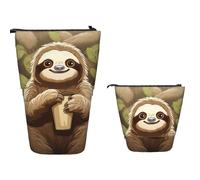 Standing Pencil Case Big Capacity Telescopic Pencil Bag Cute Cartoon Sloth Pop Up Pencils Case Retractable Pencils Pouch Portable Pen Holder Organizer Makeup Bag for Office Supplies