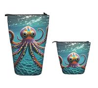 Standing Pencil Case Big Capacity Telescopic Pencil Bag Giant Octopus Pop Up Pencils Case Retractable Pencils Pouch Portable Pen Holder Organizer Makeup Bag for Office Supplies