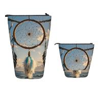 Standing Pencil Case Big Capacity Telescopic Pencil Bag Native Dream Catcher Pop Up Pencils Case Retractable Pencils Pouch Portable Pen Holder Organizer Makeup Bag for Office Supplies