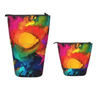 Standing Pencil Case Big Capacity Telescopic Pencil Bag Paint Colors Pop Up Pencils Case Retractable Pencils Pouch Portable Pen Holder Organizer Makeup Bag for Office Supplies