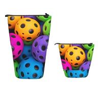 Standing Pencil Case Big Capacity Telescopic Pencil Bag Pickleball Balls Colors Pattern Pop Up Pencils Case Retractable Pencils Pouch Portable Pen Holder Organizer Makeup Bag for Office Supplies