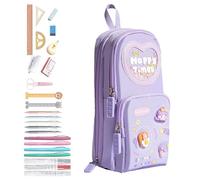 Standing Pencil Case - Mini Pencil Case, Mini School Bag, Large Capacity Pencil Case, Ideal for Girls, School, College, Practical for Organising Pens, Pencils and Others, Cone Girl, see description