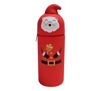 Standing Pencil Case, Sturdy Design, Red, Santa Christmas Storage Bag, Pencil Case Aesthetic Pen Pouch, Santa Claus Theme, for Students, Teachers, Boys, Girls, and Teens