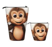 Standing Pencil Case,Telescopic Pencil Bag Pen Holder Pop Up Makeup Bag | Cute Monkey Telescopic Pencil Pouch Bag With Zipper Portable Stand Up Pen Bag For Office