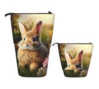 Standing Pencil Case,Telescopic Pencil Bag Pen Holder Pop Up Makeup Bag | Standing Pencil Case,Telescopic Pencil Bag Easter Bunny Spring Butterfly Pen Holder With Zipper Portable Makeup Bag