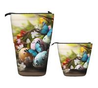 Standing Pencil Case,Telescopic Pencil Bag Pen Holder Pop Up Makeup Bag | Standing Pencil Case,Telescopic Pencil Bag Easter Eggs With Butterfly Pen Holder With Zipper Portable Makeup Bag
