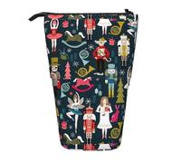 Standing Pencil Case Women_S Nutcracker Ballet Xmas Dance Print Stationery Storage Bag Lightweight Pen Pouch Bag with Compartments Pencil Pouch for School, Student, Girls