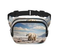 Standing polar bear. Printed Fashion Crossbody Bag, Hiking Waist Bag, Square Double Layer Travel and Fitness Shoulder Bag